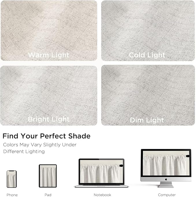 CUCRAF Linen 100% Blackout Curtains 90 Inch Length 2 Panels Set, Back Tab and Rod Pocket Curtain for Living Room Bedroom, Room Darkening Window Drapes Thermal Insulated, (37x90 inch, Greyish Whiten)