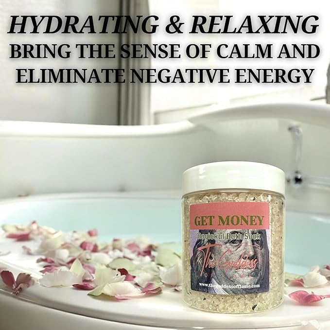 Get Money Bath Salts – Dead Sea Salt Bath Soak for Abundance, Confidence, Spiritual Cleansing & Ritual Use 12oz