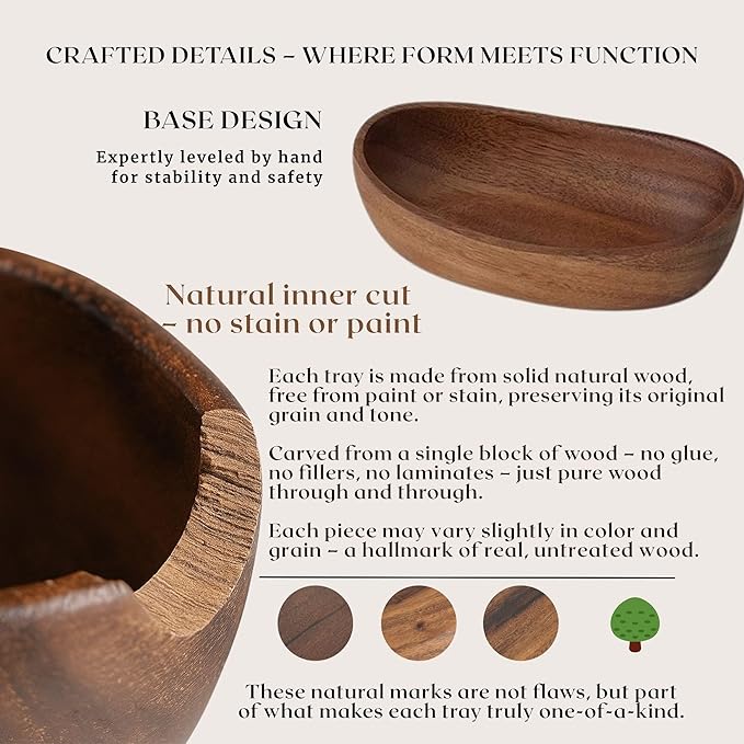 Wooden Bowl for Keys Walnut Wood Catchall Bowl for Entryway Table Rustic Decorative Bowl for Home Decor Coffee Table Oval Boat Shape (Small (6.7"))