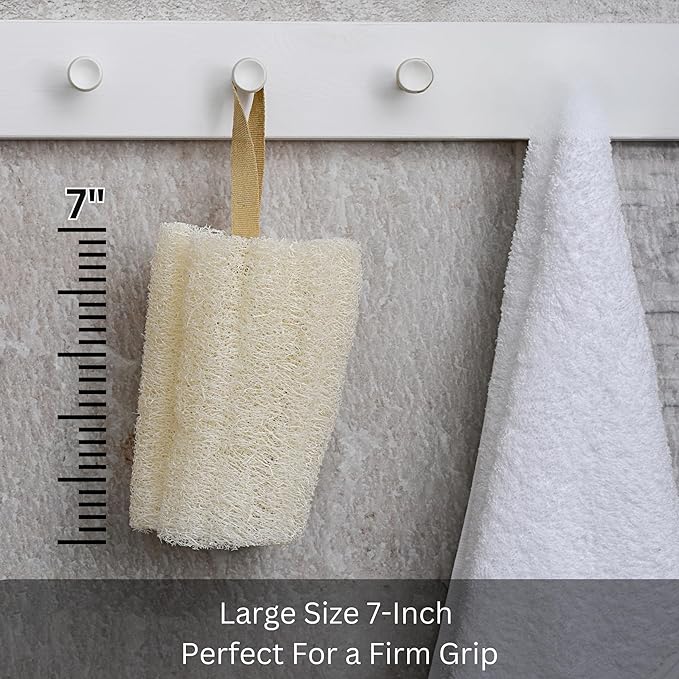 3-Pack Natural Egyptian Loofah Body Sponge, 100% Natural, Biodegradable, Large Size, Premium Quality