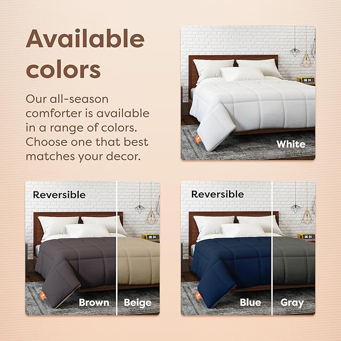 HOSPITOLOGY PRODUCTS Reversible Blue / Gray Comforter Twin Hypoallergenic Duvet Insert Microfiber All Season Goose Down Alternative Quilted - Corner Loops - Box Stitched - Washable - 64" W x 86" L