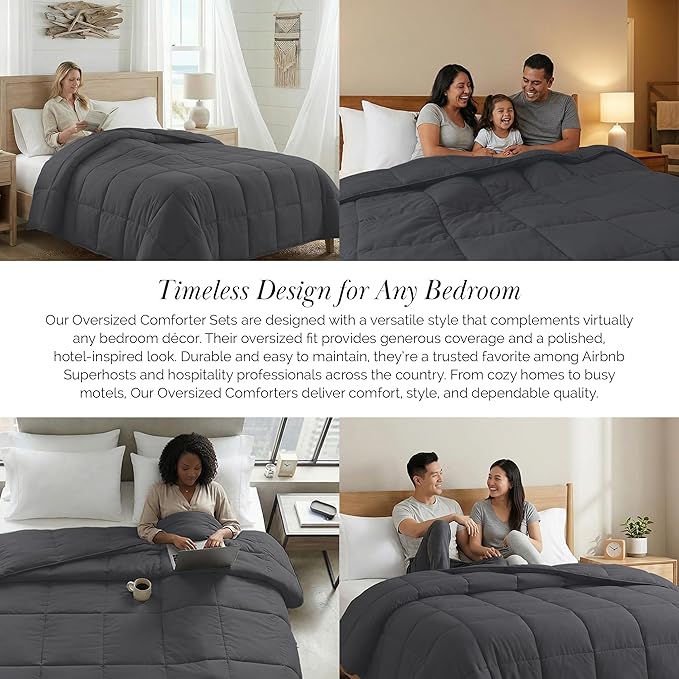 Southshore Fine Living, Inc. Oversized Blue Comforter, King Size, Cozy and Soft, Pet Hair Resistant Bedding, California/King Size Down-Alternative Comforter/Bedspread, Dark Blue