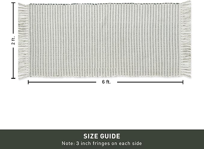 Chardin home Green & Ivory Providence Throw Rug 2x6 feet |Hand Woven Farmhouse Rug | Great in Kitchens entryways doormats Bathrooms Meditation Mat | Machine Washable & Reversible Cotton Rug