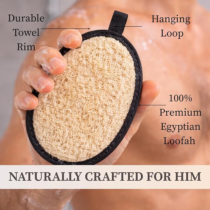 SERRENTO Couples Loofah Body Scrubber Set, Natural Shower Sponge, 4 Count