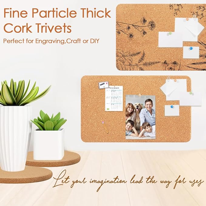 Cork Trivets for Hot Dishes Rectangle, 12" x 7" High-Density Thick Cork Trivets for Hot Pots and Pans, Heat Resistant Placemats HotPlate Coaster Pads for Kitchen, Table, Countertops, 4 Pcs
