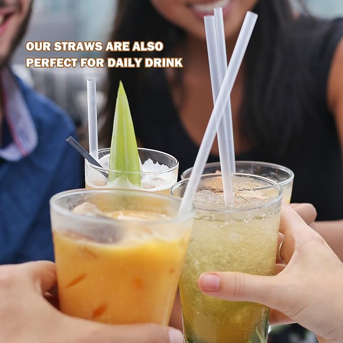 HEYSKAY Reusable Drinking Straw Compatible with Hydro Flask 18-64oz Wide Mouth Water Bottle with 2 Straw Brushes, 6 Pcs Replacement Clear Tritan Straws for Other Brand Wide Mouth Sport Water Bottle