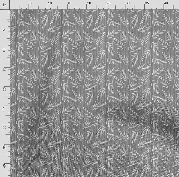 Soimoi Heavyweight Cotton Poplin Fabric Material, Gray - Leaves Printed - 42" Inch Width, Natural Cotton Material for Quilt Making, Dresses, Skirts, Pajamas, Pillowcases, Tablecloths, Kurtis, 1 Yard