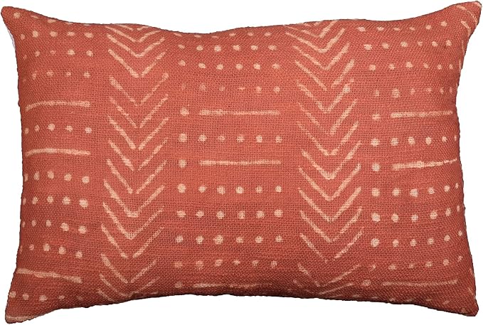 Trade Star Decorative Handwoven Sofa Pillow Case Handloomed Cushion Case 100% Cotton Throw Pillow Cover for Living Room Indian Spring Pillow Cover Fall Decor Case (Rust Snow 12X18 INCHES)