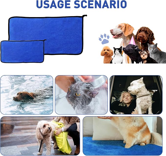 2 Pcs Dog Towels for Drying Dogs Super Absorbent Dog Bath Towel Microfiber Puppy Drying Towel Soft Dog Blanket Quick Dry Pet Grooming Towels for Large Medium Small Dogs