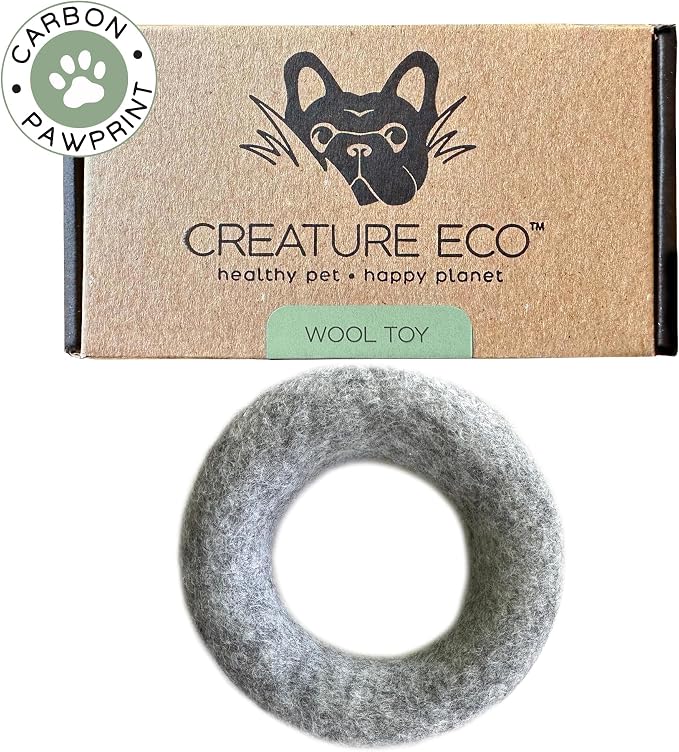 Large Wool Dog Ring Toy – Durable Organic Dog Ring for Medium & Large Dogs – Eco Friendly Natural Dog Toy – Creature ECO - 1 Pack