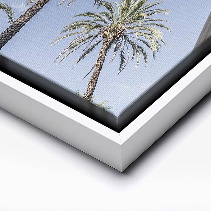 Monem Art Palermo Palm Trees Sicily Print - Tropical European Architecture Poster - Wall Decor for Living Room, Bedroom or Office - 18x24 White Framed CANVAS Wall Art by Mareike Bohmer