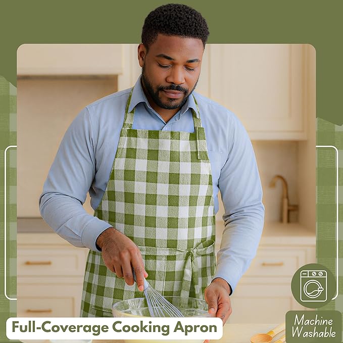 Native Fab Kitchen Apron 2 Pack - 100% Cotton Adjustable, Durable Apron with Pockets, Perfect for Cooking, Baking, Grilling