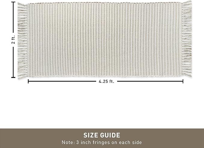 Chardin home Beige & Ivory Providence Throw Rug 2x4.25 feet |Hand Woven Farmhouse Rug | Great in Kitchens entryways doormats Bathrooms Meditation Mat | Machine Washable & Reversible CottonRug