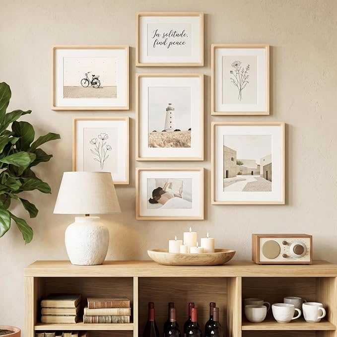 11x17 Picture Frame, USA-Sourced Maple Wood Photo Frames with HD Tempered Glass, Handcrafted Rounded Corner 11 x 17 Wooden Frame Matted to 8x12 Photos, 11x17 Frames, Tabletop or Wall Display