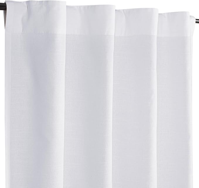 Bedding Craft Curtains 63 Inch Length - White Poly Cotton Slub Drapes with Tab Top, Set of 2, Ideal for Bedroom, Living Room, and Office_ 50x63 inch