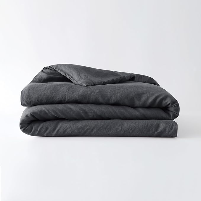 Baloo 100% French Linen Duvet Cover for Weighted Blanket (Charcoal - 42"x72" - Throw Size) | Cooling, Soft & Durable | Certified European Flax®