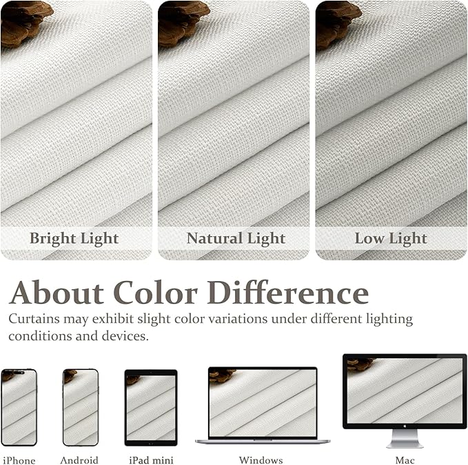 100% Blackout Linen 96 Inch Curtains 2 Panel Set for Bedroom, Modern Pinch Pleated Natural Linen Off Beige White Insulated Heavy Curtain 40 x 96 Inches Length Sliding Glass Door Room Darkening Drapes