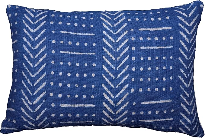 Trade Star Geometric Luxurious Ethnic Cushion Case Decorative Authentic Pillow Case Lumbar Cushion Cover 100% Cotton Throw Pillow Cover for Bedroom Spring Pillow Case (Indigo Snow 12X18 INCHES)