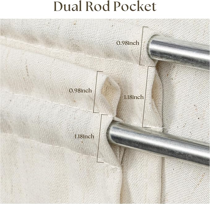 2 Panels 25 x 68 Inch Sidelight Curtains for Front Door Privacy Semi Sheer Curtain Boho Natural Linen Textured Dual Rod Pocket Curtains for Bedroom Patio Light Filtering door window, Beige, W25xL68