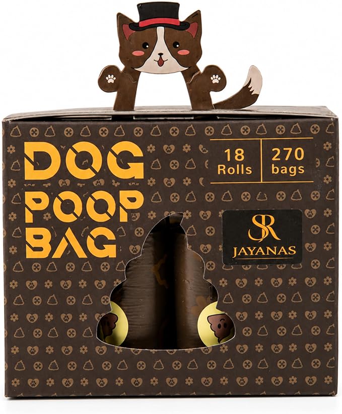 BPI Certified Compostable Dog Poop Bags, 18 Rolls 270 Bags, Coffee-Scented Extra Thick Leak-Proof Waste Bags, Meets ASTM D6400 Standard
