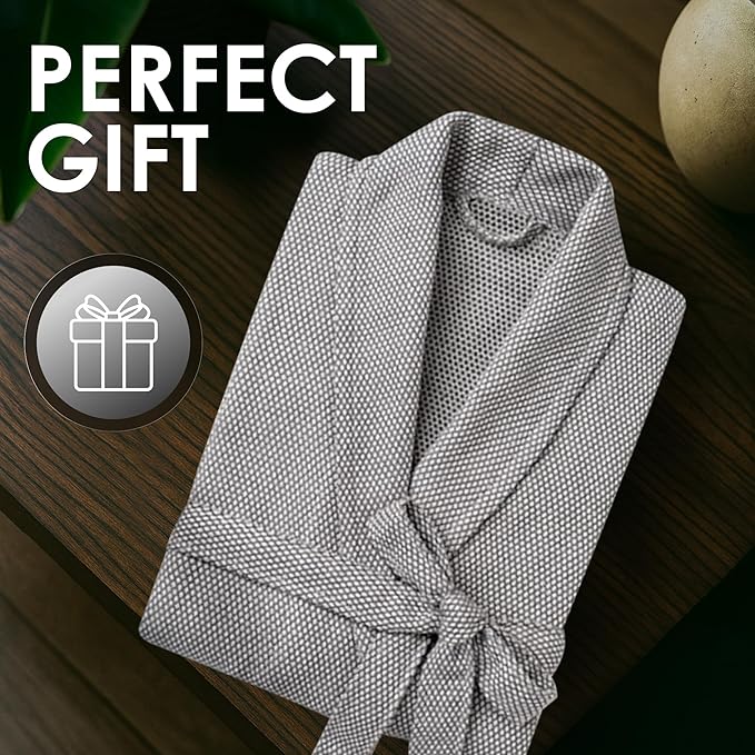 ATANI 100% Turkish Cotton Bathrobe S-XXL for Women & Men – Peshtemal Style Soft Cozy Lounge Robe, Absorbent & Lightweight