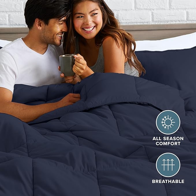 Bare Home Comforter Set - Full Size - Ultra-Soft - Goose Down Alternative - Premium 1800 Series - All Season Warmth (Full, Midnight Blue)