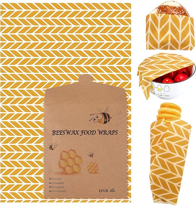 Mindsoft 17 x 23 Inch Reusable Beeswax Food Wrap for Bread Sandwich Wrapper Beeswax Paper Organic Bowl Dishes Covers Sustainable Food Cheese Fruit Snacks Storage Containers Keeper (Fresh Style)