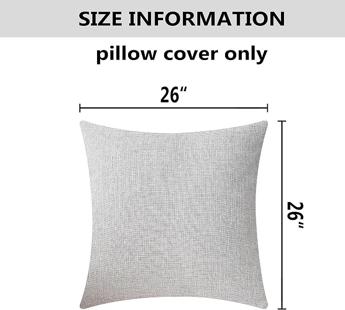 Home Brilliant Set of 2 Decoration Linen Burlap Decorative Euro Shams Couch Throw Pillows Cushion Covers, 26x26 inch(66cm), Light Grey