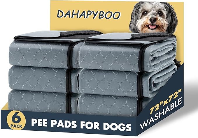 DAHAPYBOO Extra Large Washable Pee Pads for Dogs 72x72,6Pack | Reusable Puppy Pads for Dogs Non-Slip Waterproof Pet Training Pads for Crate, Playpen, Bed, Sofa,Whelping Box, Potty Training