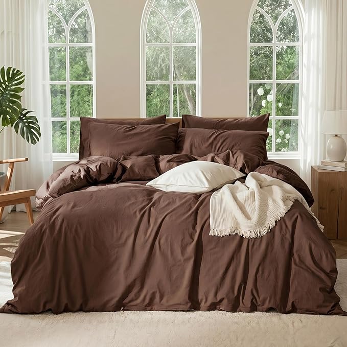100% Pure French Flax Linen Blend Duvet Cover Set Queen Size, 3-Piece Breathable Bedding Set with Long Zipper Closure & Corner Ties, Soft, Lightweight & Durable Bedding Ideal for Hot Sleepers