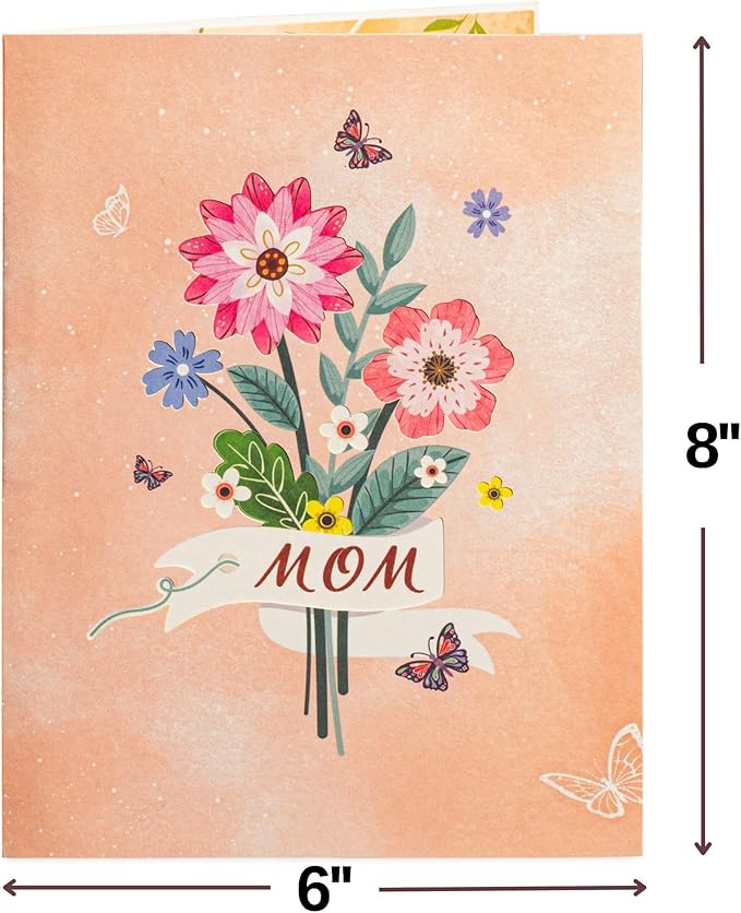 Frndly by Paper Love 3D Bloom and Butterfly Pop Up Card, Gift for Birthday, Wedding, Anniversary, Thank You, Get Well, Valentine’s Day, Mother’s Day & All Occasions, 100% Recycled & Eco-Friendly, 8" x 6" Cover, Includes Envelope and Note Tag