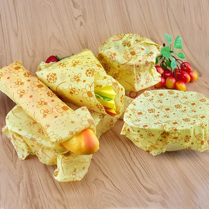 ERKOON Beeswax Food Wraps 1 Meter Roll 13 x 39 Inch Reusable Beeswax Wraps Eco-Friendly Sustainable Food Storage Wraps for Sandwich, Cheese, Fruit, Bread, Snacks (Flower Pattern)