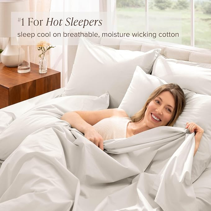 Bare Home 100% Organic Cotton California King Sheet Set - Crisp Percale Weave - Lightweight & Breathable - Bedding Sheets & Pillowcases (California King, French Beige)