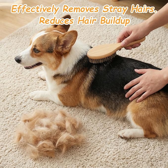 Bristle Dog Brush for Short Haired, Gentle Deshedding & Grooming Tool, Ideal Pet Hair Brush Puppy Essentials for Grooming and Shedding, Short Hair Dog Brushes