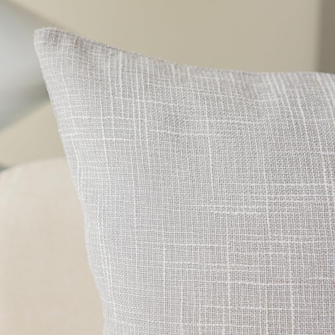 Kevin Textile Decorative Super Soft Lumbar Throw Pillow Cover Cushion Case, 2 Pieces, (12 x 20 inch, Grey White)