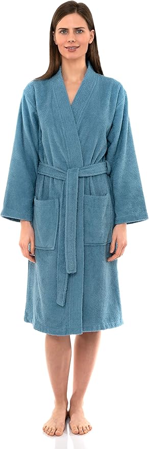 TowelSelections Womens Robe Cotton Kimono Bathrobe for Women Knee Length Terry Cloth Towel Robes for Women XS to 4X