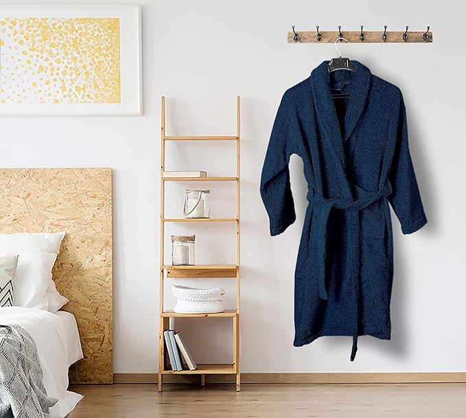 100% Cotton Shawl Collar Bathrobe for Women & Men – Terry Cloth, Lightweight Plush Long Spa & Hotel Luxury Robe