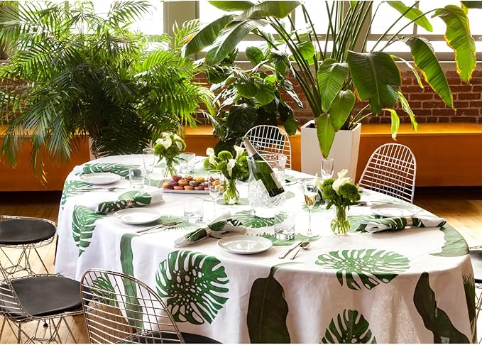 Huddleson Tropical Print Linen Napkin 22x22 (Set of Four) Luxury Italian Linen Napkin Sewn in US