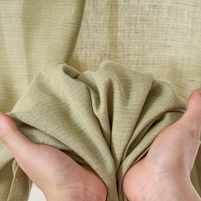 jinchan Linen Blend Curtains 84 inch Length 2 Panels for Bedroom Living Room, Light Filtering 50 inch Wide Farmhouse Drapes with Rod Pocket Back Tab(50W x 84L, Sage Green)