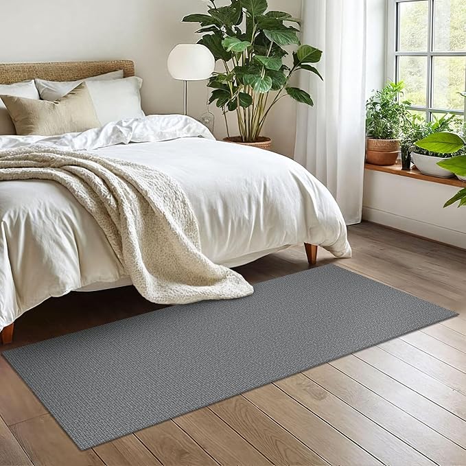 EARTHALL Washable Runner Rug 2x6 Ft Non Slip Runners for Hallways Cotton Rubber Backed Kitchen Runner Braided Indoor Floor Carpet Runners for Entryway, Hallway, Kitchen, Bedroom, Charcoal Gray