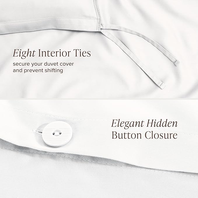Bare Home 100% Organic Cotton Sateen Duvet Cover Set - 400 Thread Count - Smooth Sateen Weave - Warm & Luxurious - Duvet Cover (King/Cal King, White)