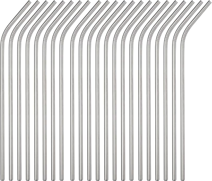 Set of 48 Stainless Steel Metal Straws 8.5'' Reusable Drinking Straws For 20oz Tumblers Yeti 6mm Diameter (48 Bent)