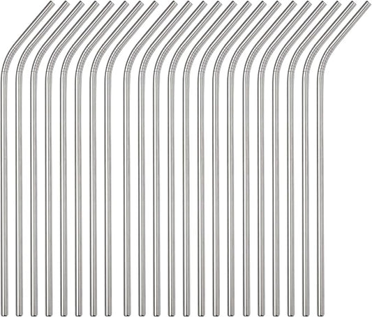 Set of 48 Stainless Steel Metal Straws 8.5'' Reusable Drinking Straws For 20oz Tumblers Yeti 6mm Diameter (48 Bent)