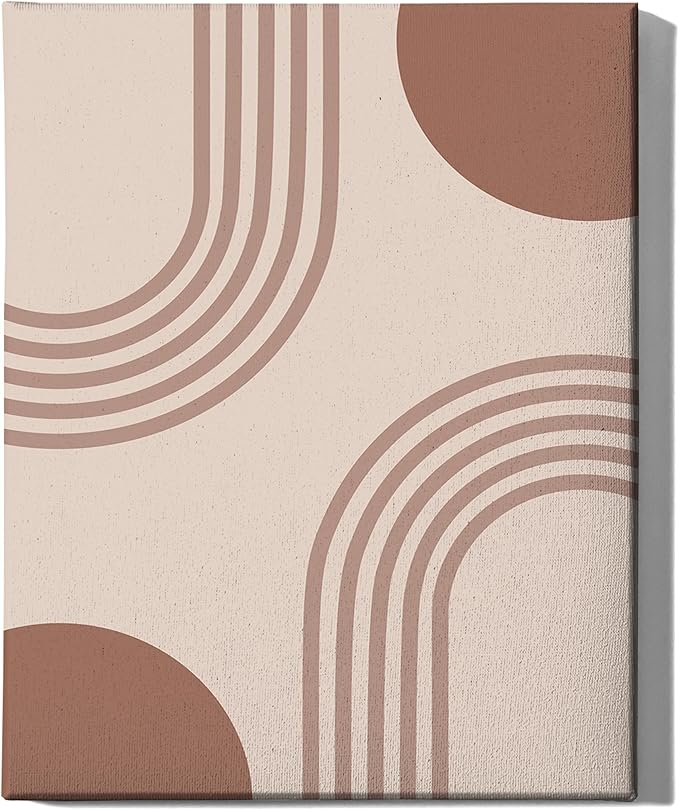 Zen Stacked Stones Wrapped Canvas Wall Art Minimalist Organic Circles Earth Tones Terracotta 16x20 Inch Gallery Stretched Spiritual Home Art Decor