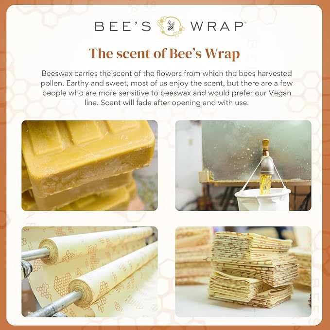 Bee's Wrap Beeswax Wraps for Food - Cut to Size 14x52" Beeswax Wrap Roll - Plastic Free Made in USA Reusable Natural Food Wrap - Honeycomb