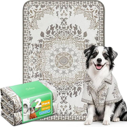 FXW Washable Pee Pads for Dogs, Puppy Pads with Super Absorbent, Specifically Designed for 42inch Cages, 27" x 41" Rectangle, Boho, 2 Packs