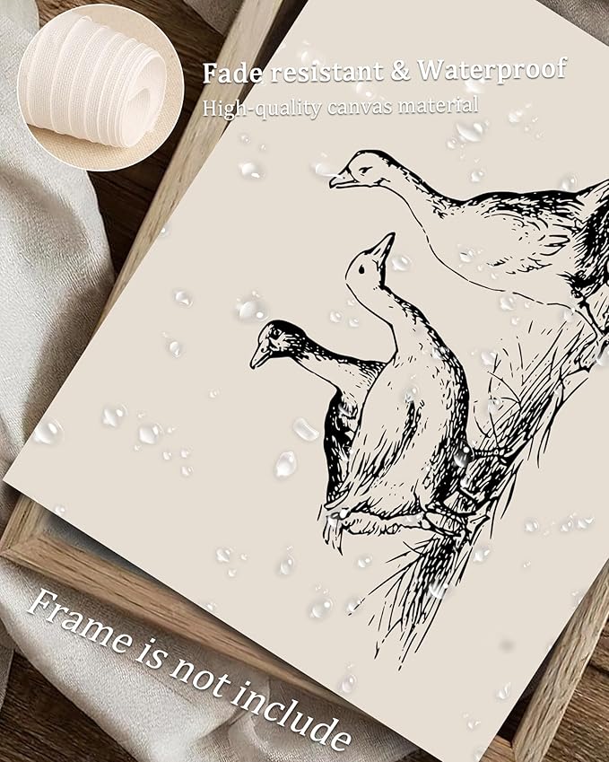 Vodefoad Goose Sketch Vintage Wall Art Retro Nursery Sketch Print Rustic Ducks Wall Decor for Gallery Nursery Bedroom Bathroom Office - 8x10Inch Unframe