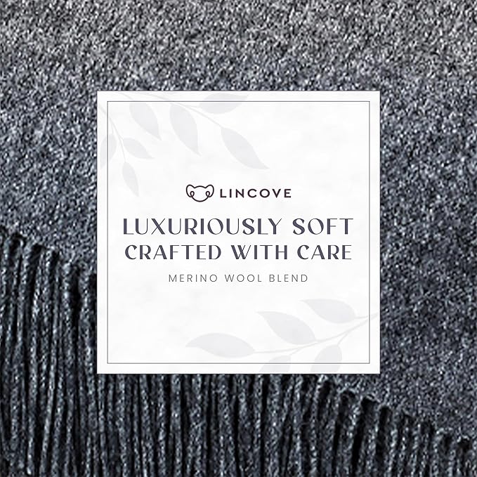 Lincove Pure Cashmere-Merino Wool Blanket - Warm & Soft Throw Blanket - 74"x55" Comfortable and Cozy Throw Blankets for Couch, Sofa, or Chair - Lightweight and Classic Throws - Teal