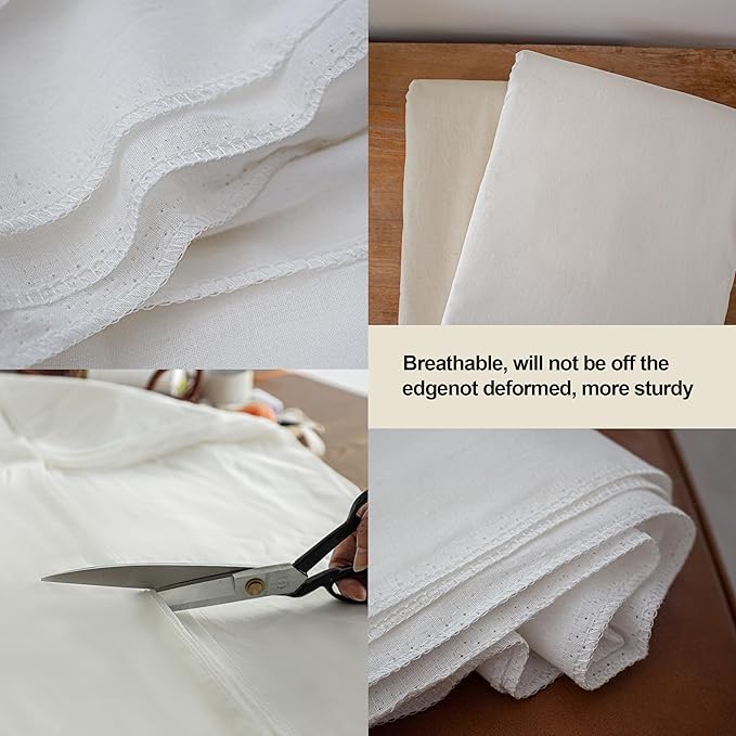 Simple&Opulence 100% Cotton Muslin Fabric, 59" inch Wide Soft, Breathable, and Muslin Linen Fabric Versatile Material for Sewing, Crafts, and Home Decor (Natural Unbleached, 10 Yard)