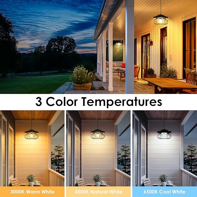 ropelux Solar Shed Light Outdoor Indoor, Bright 2000LM 5 Modes (Daytime Available) Lamp with 3 Color Temps Dual Motion Sensor Remote, Hanging Pendant Lights for Gazebo Barn Garage Shop, 1 Pack